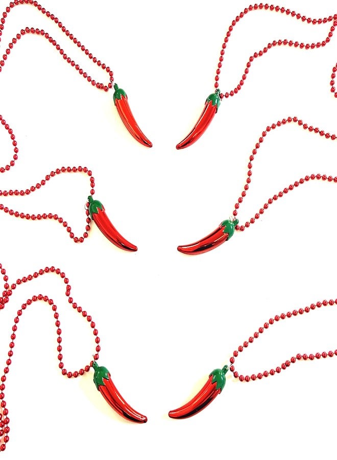 GZYSSL 14 Pcs Chili Pepper Bead Mexico Fiesta Red Pepper Party Gift Beads Chili Themed Party Decorations Mardi Gras Beads Party Supplies… - Image 2